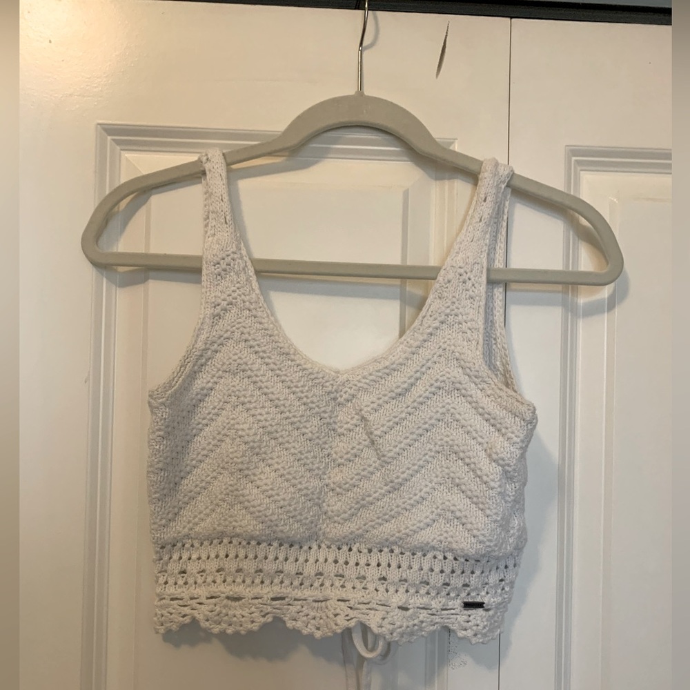 Hollister White Crochet Crop Top, Women Size S